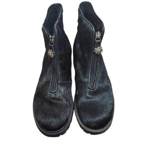 Diavolezza Women's Boots Shearling Black Ankle Boots Fur Zip Front Winter Shoes - Picture 4 of 16